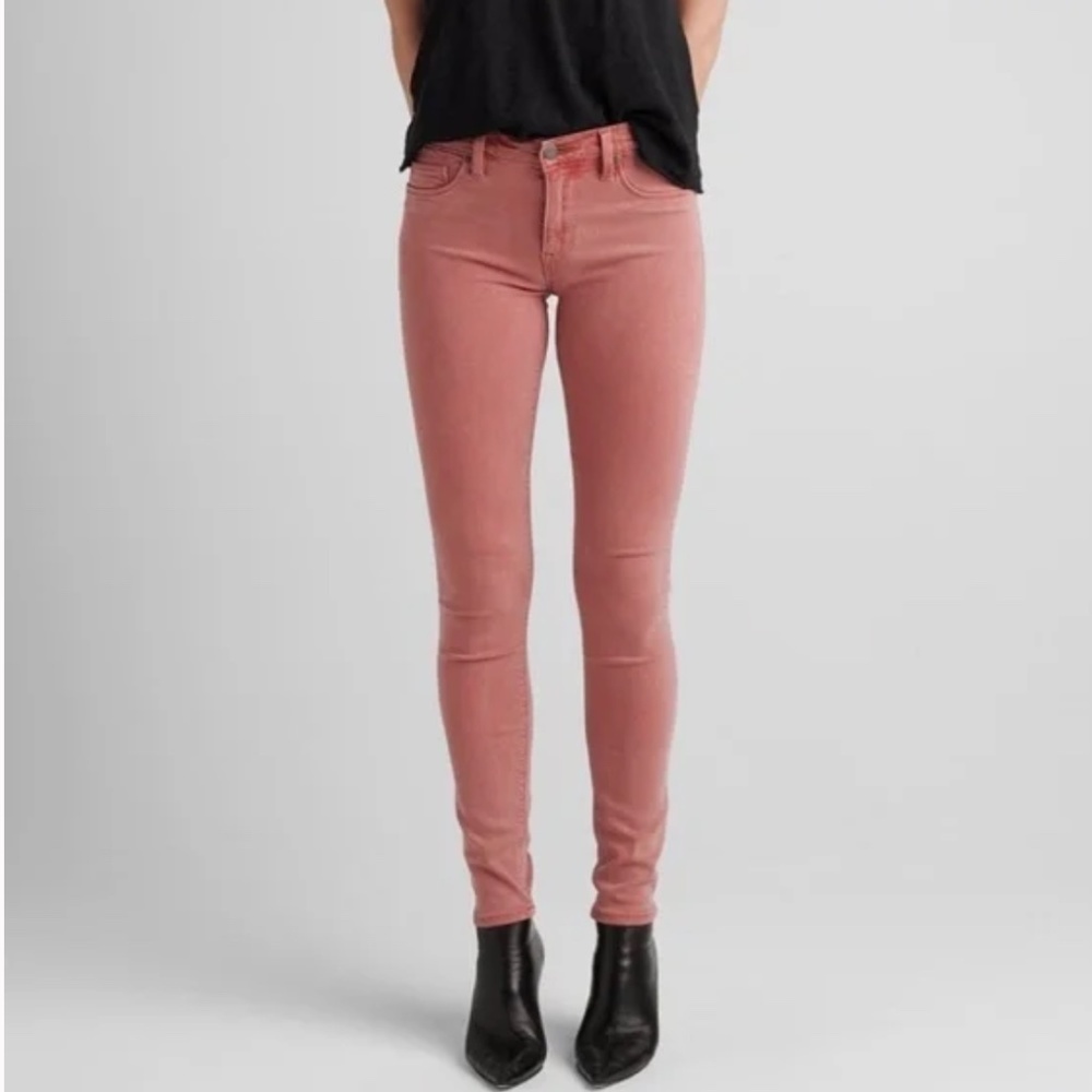 NWT HUDSON NICO MIDRISE  SUPER SKINNY IN DISTRESSED PERSIMMON - 24
